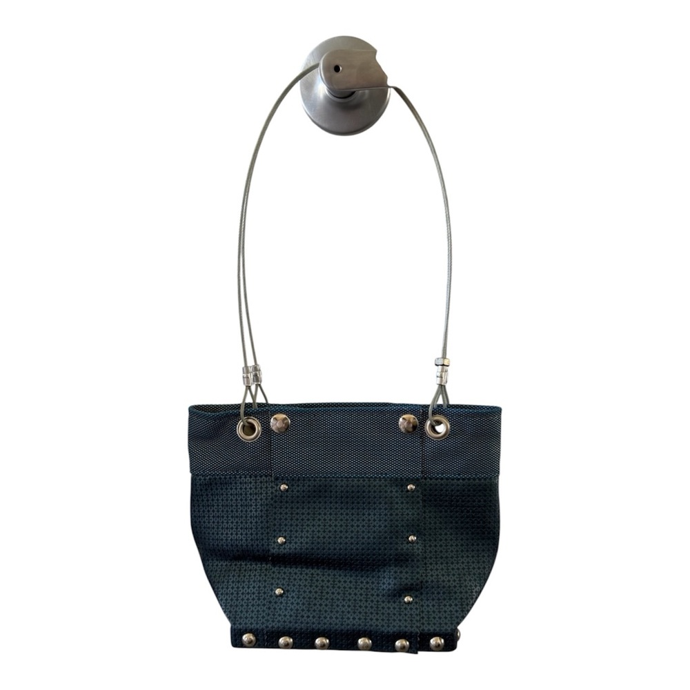 Turquoise Stud-Detail Shoulder Bag with Cable Straps